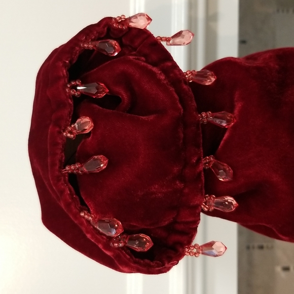 Pottery Barn Dining Pottery Barn Vintage Velvet Beaded Wine Bag In